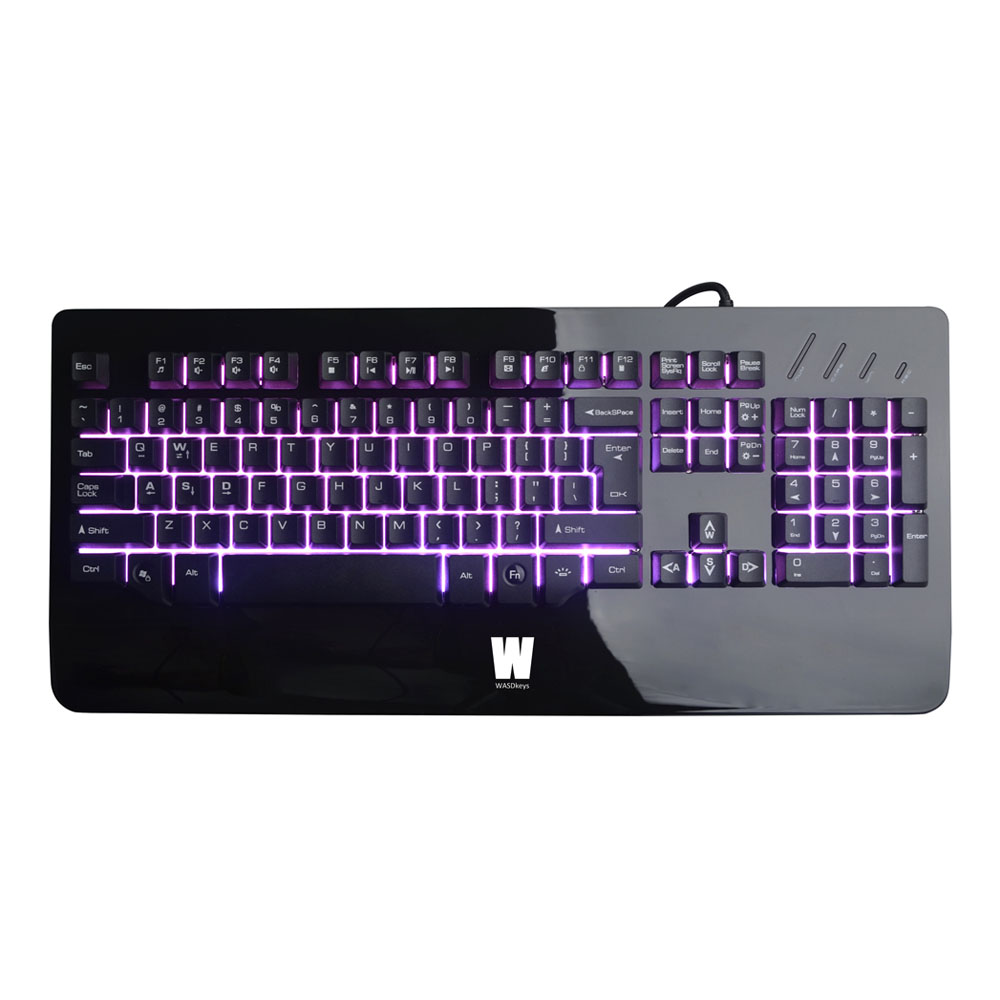 WASDKEYS K300 Gaming Keyboard with Virtual Mechanical Keys and Backlit Illumination, UK Layout, Pian