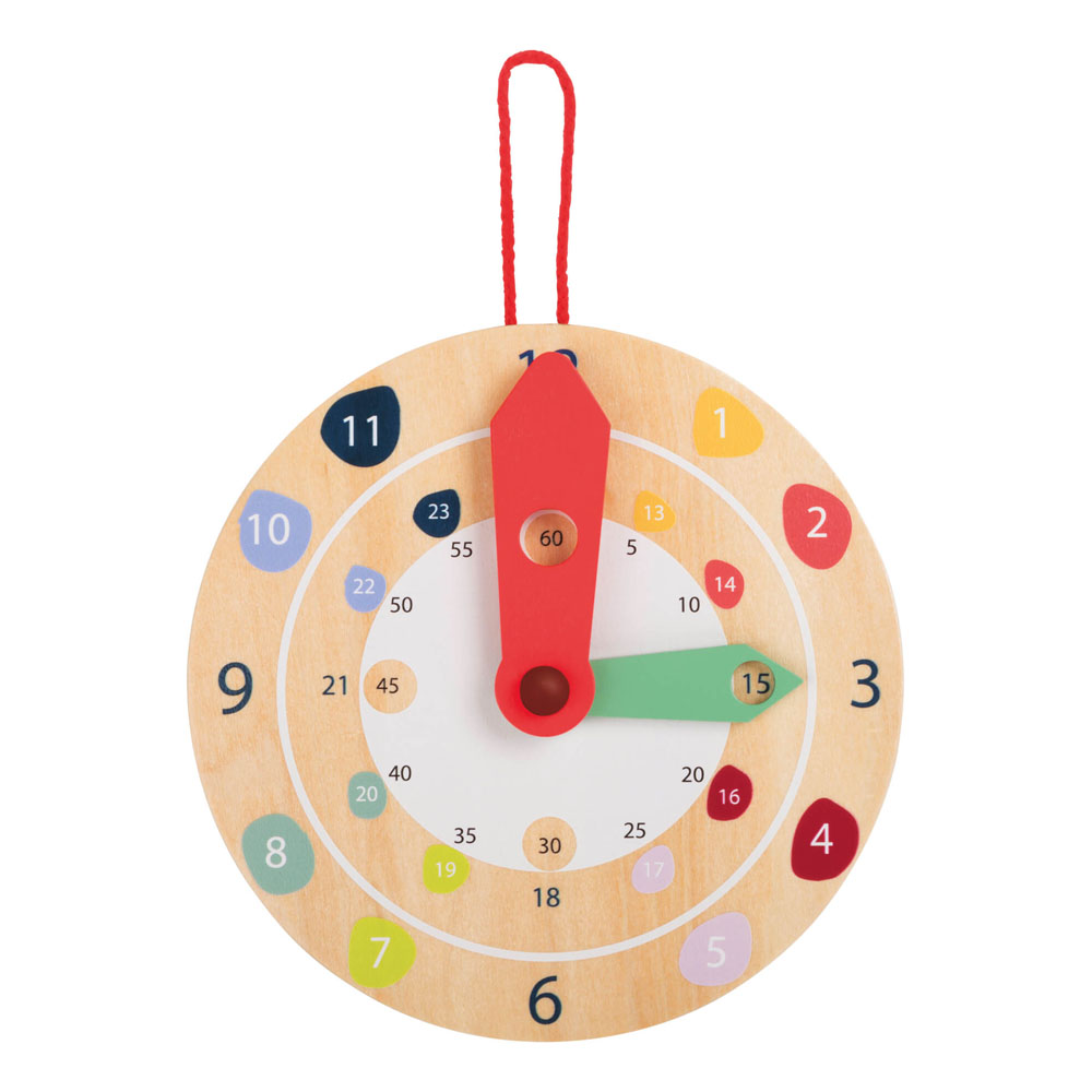 LEGLER Small Foot Children's Wooden Educate Wall Clock, Unisex, Four Years and Above, Multi-colour (