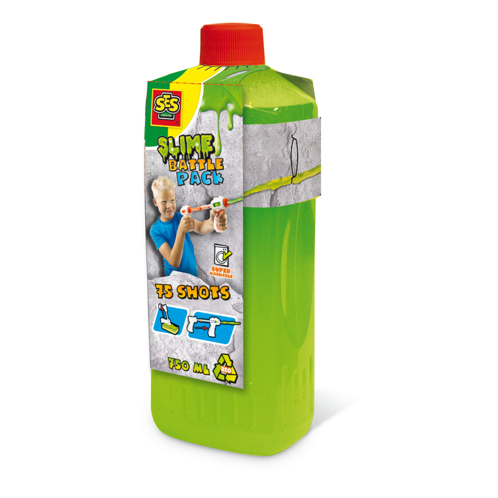 SES CREATIVE Children's Slime Battle Pack Fluorescent Green Refill Bottle, 750ml, Unisex, 3 Years an