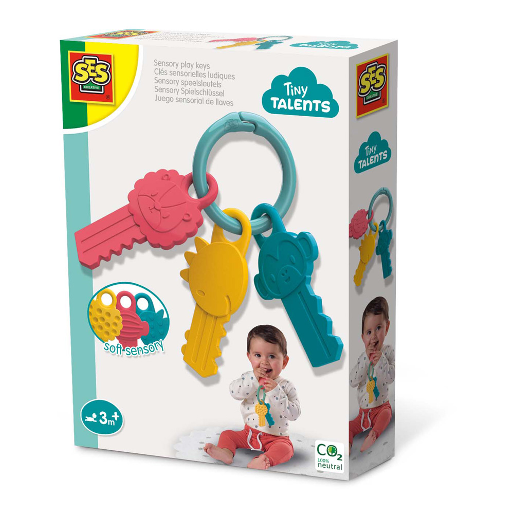 SES CREATIVE Tiny Talents Children's Sensory Play Keys Toy, Unisex, 3 Months and Above, Multi-colour