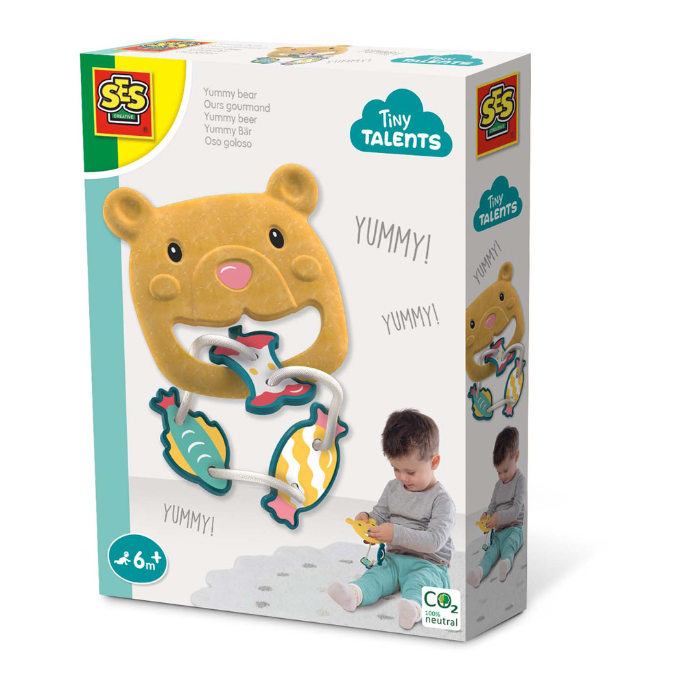 SES CREATIVE Tiny Talents Children's Yummy Bear Toy, Unisex, 6 Months and Above, Multi-colour (13117