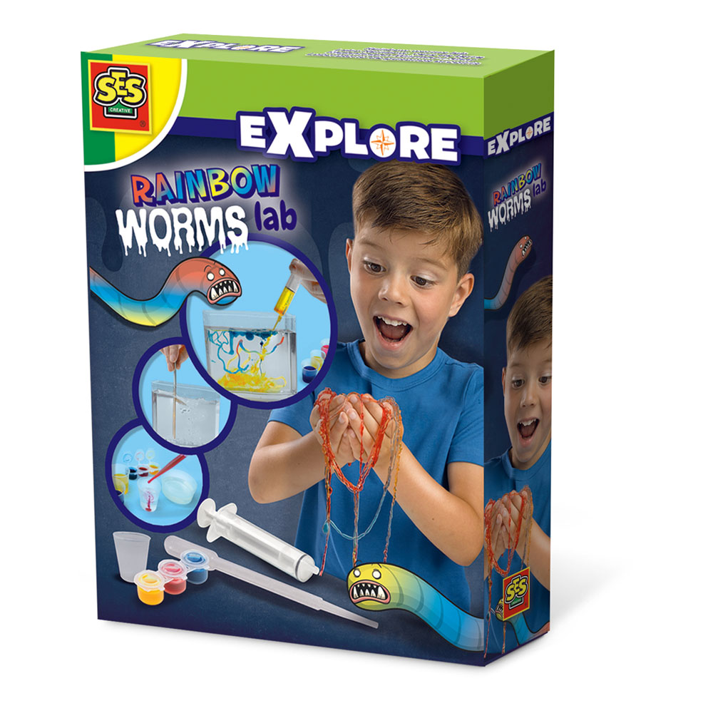 SES CREATIVE Children's Explore Rainbow Worms Lab  Experiment Kit, Unisex, 8 Years or Above, Multi-c