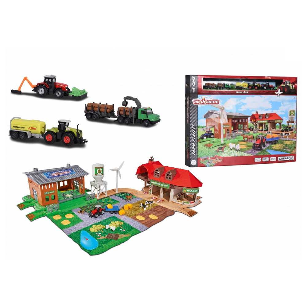MAJORETTE Children's Creatix Big Farm Play Set with 5 Vehicles Bonus Pack, Unisex, 5 to 8 Years, Mul