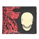 SONY Playstation Skull Badge with All-Over Japanese Print Bi-fold Wallet, Male, Black (MW233515SNY)