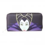 DISNEY Maleficent 2 Maleficent Character Face Zip-around Wallet Purse, Female, Black/Purple (MW36414