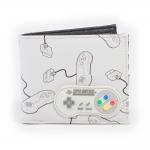 NINTENDO SNES Controllers All-Over Print with Rubber Patch Bi-fold Wallet, Male, Grey/Black (MW45361