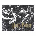 HARRY POTTER Wizards Unite Logo and Hogwarts Houses Symbols All-Over Print Bi-fold Wallet, Male, Bla